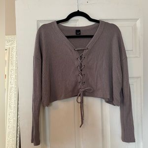 Cropped Lace up Top